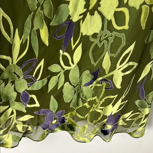 Vintage Jacques Vert 26% Silk Blend Brocade Floral Green Slip Skirt Size 14 - Picture 8 of 13
